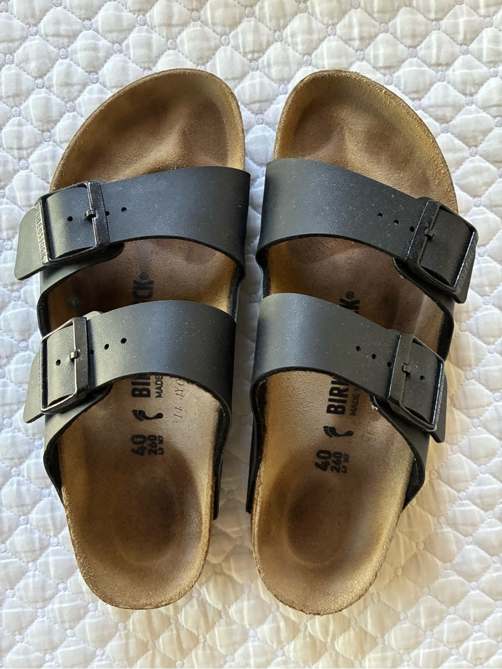 Birkenstock Black Leather Footbed Sandals